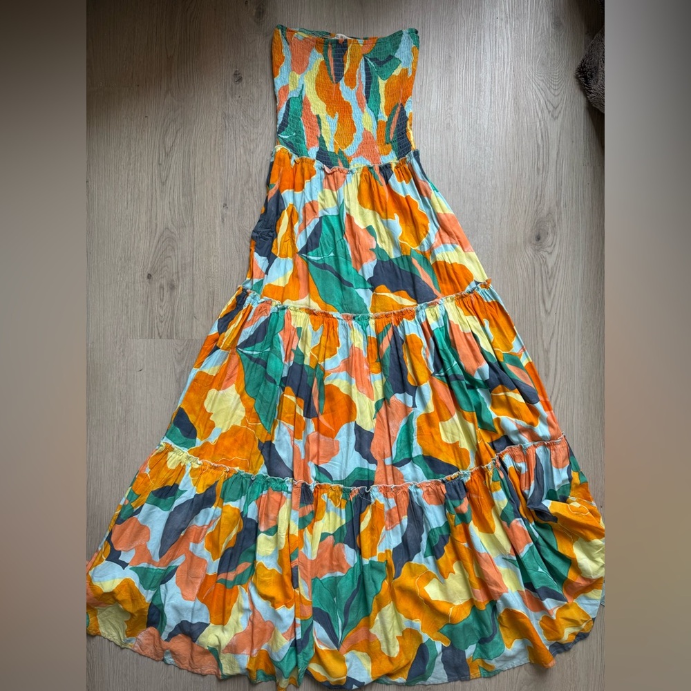 Abel the Label Anthropologie Kelissa Colorful Strapless Maxi Dress Size XS